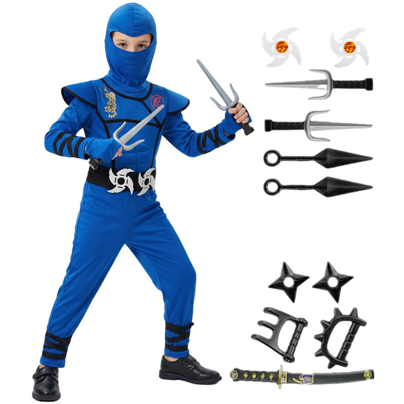 Black Face Mask Pack - Costume da ninja nero e blu