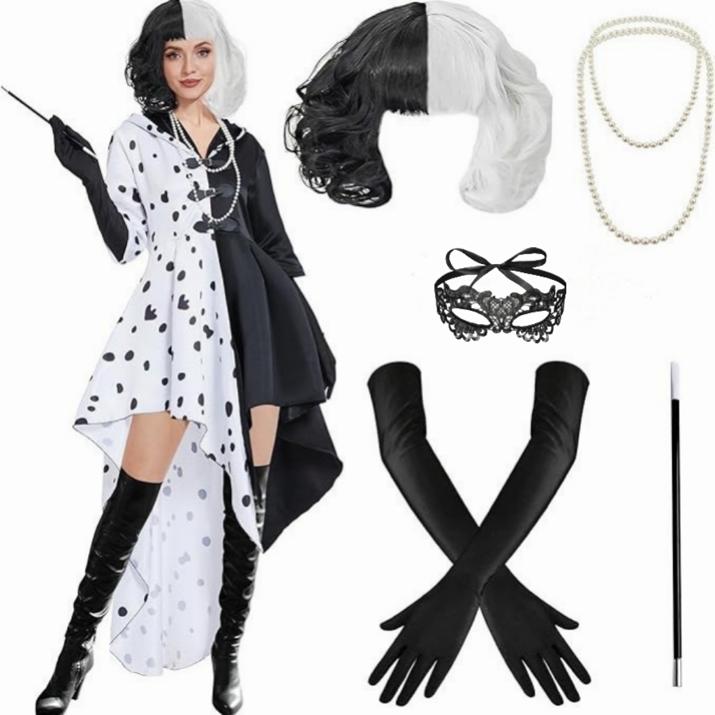 Black Face Mask Pack - Set Cosplay Ispirato a Cruella per